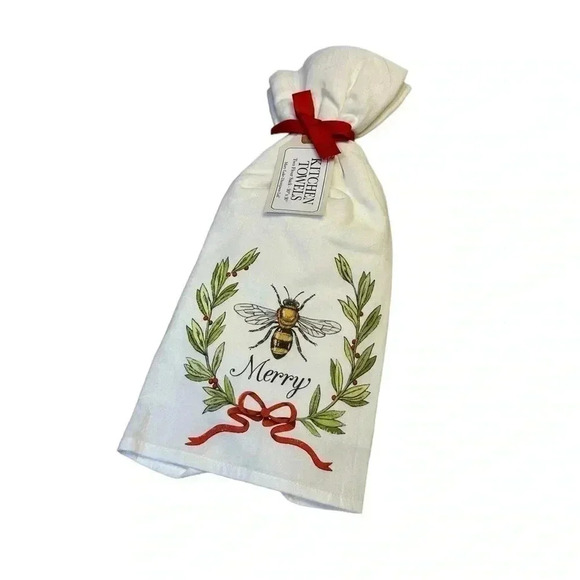 Mary Lake Thompson Bee Merry Flour Sack Kitchen Towel 30x30 - Picture 2 of 3